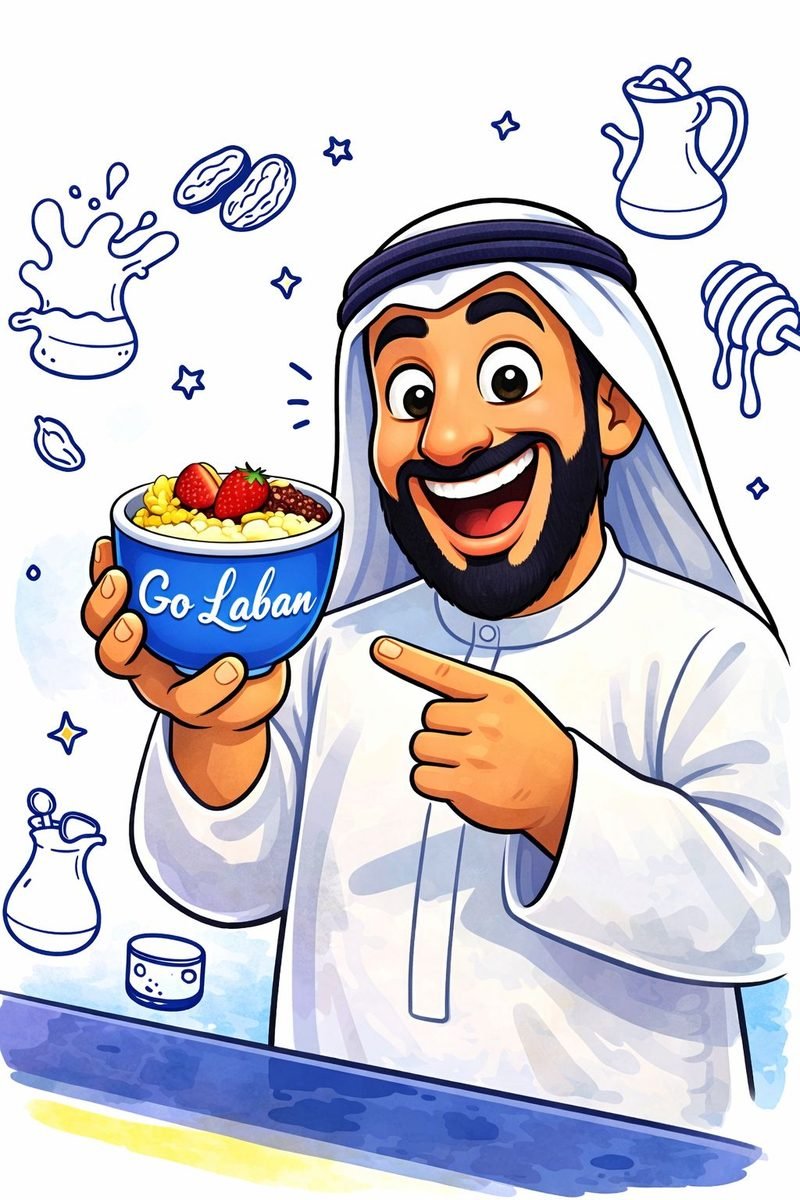 Mascot pointing at his Go Laban bowl