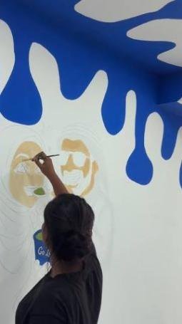 Mural being painted